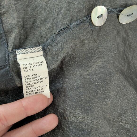 Cut Loose Topper Jacket L Gray Crinkle Lagenlook Artsy Eclectic Glam Coat - Picture 12 of 12